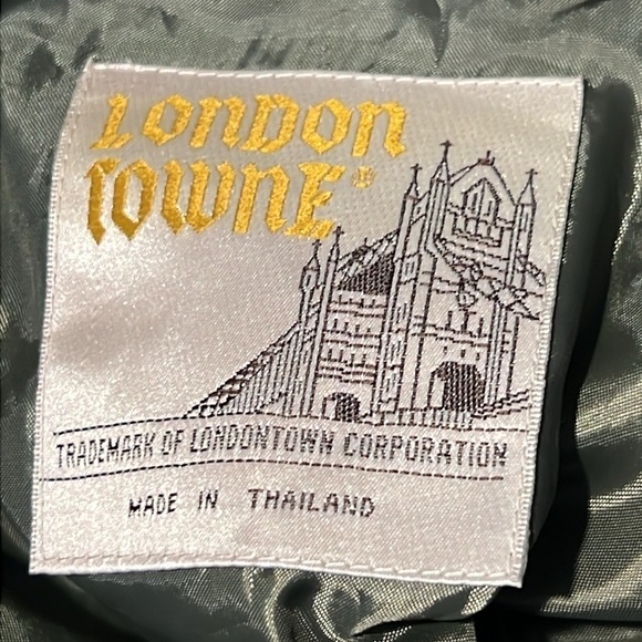 London Fog Avacado Green Trench Coat Double Breasted Belt Size 14 Regular - Picture 12 of 15